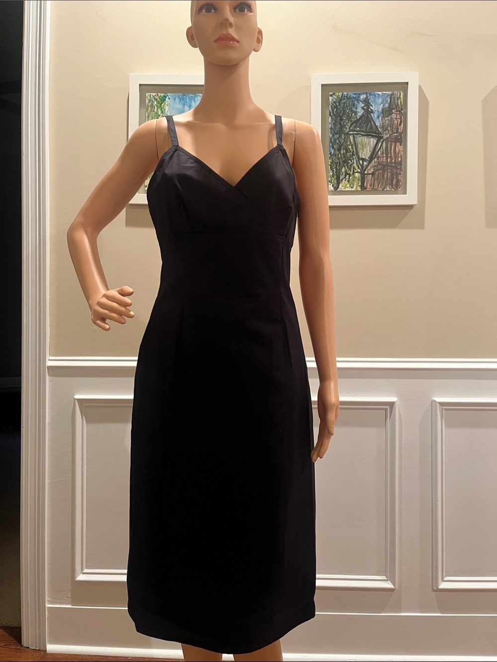 Old Navy Black Midi Slip Dress with Spaghetti Straps